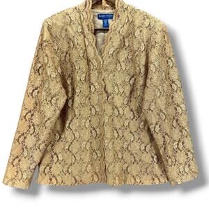 Karen Scott Women's Lace Blazer Coat with Pearls & Lining Brown Size  xl